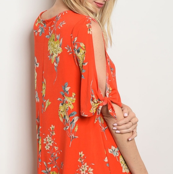 Orange trendy ruffled Hem Dress - Picture 6 of 6